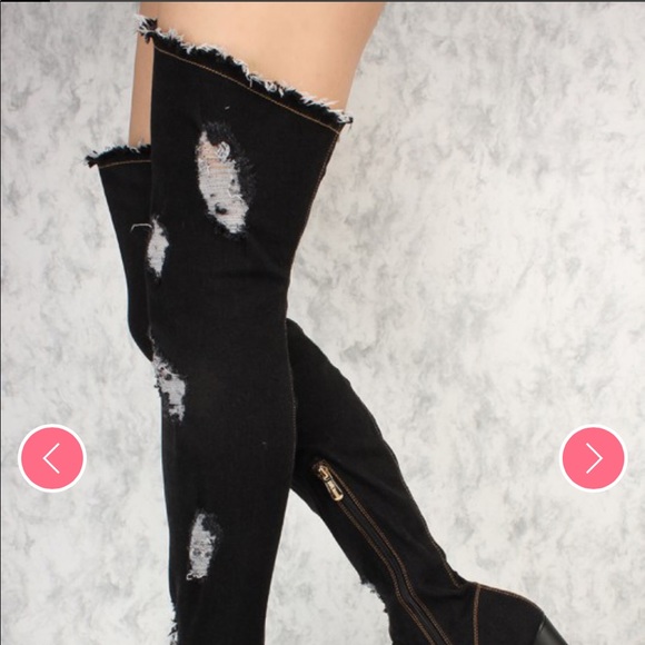 πSale was$85 will go backπ after saleπNew Glam Blackout Jean Thigh High Boots - Picture 7 of 11